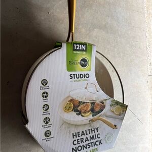 GreenPan Studio 12in Ceramic Nonstick Frypan with Gold Handle